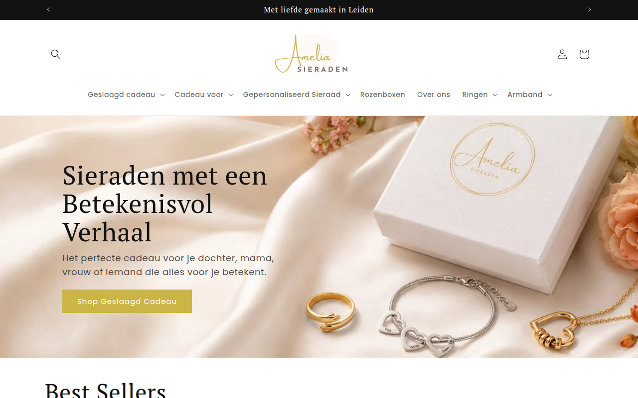 Screenshot van ameliasieraden.nl