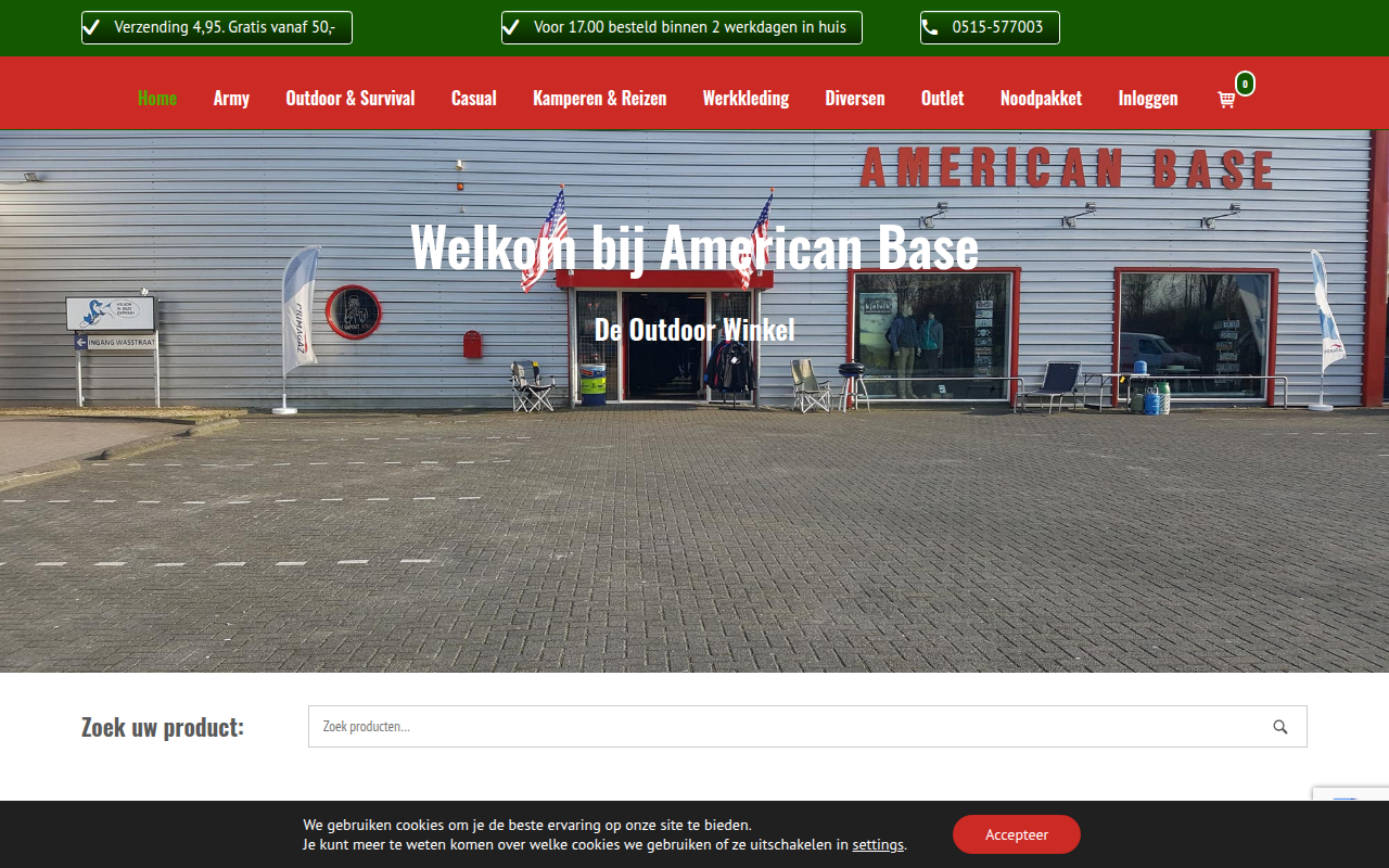 Screenshot van americanbase.nl