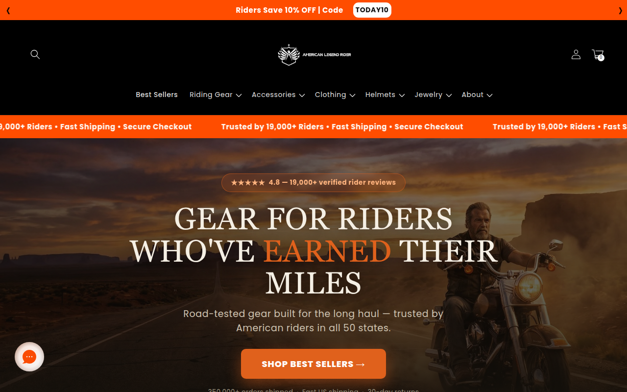 Screenshot van americanlegendrider.com