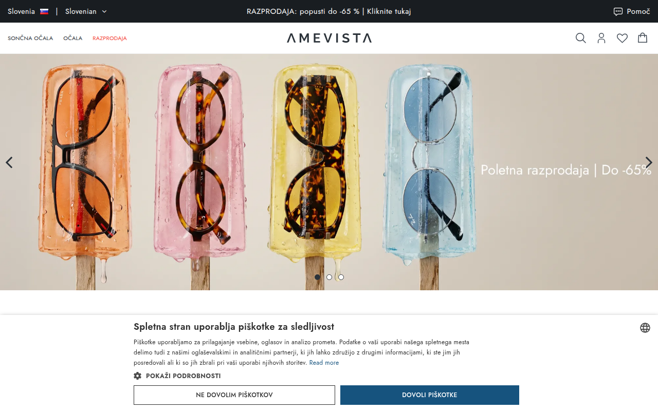 Screenshot van amevista.com