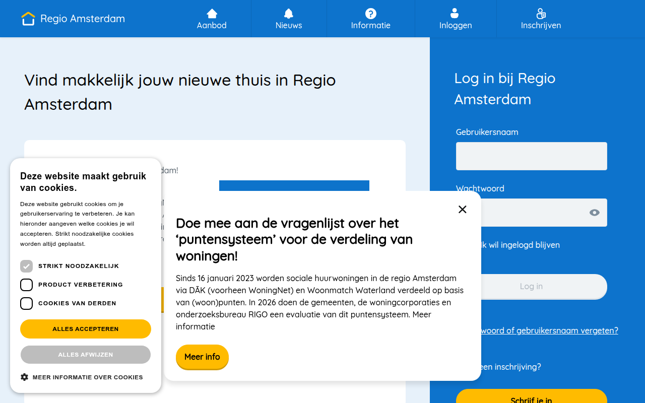 Screenshot van amsterdam.mijndak.nl