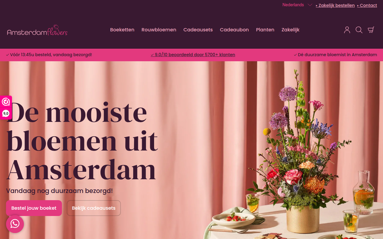 Screenshot van amsterdamflowers.nl