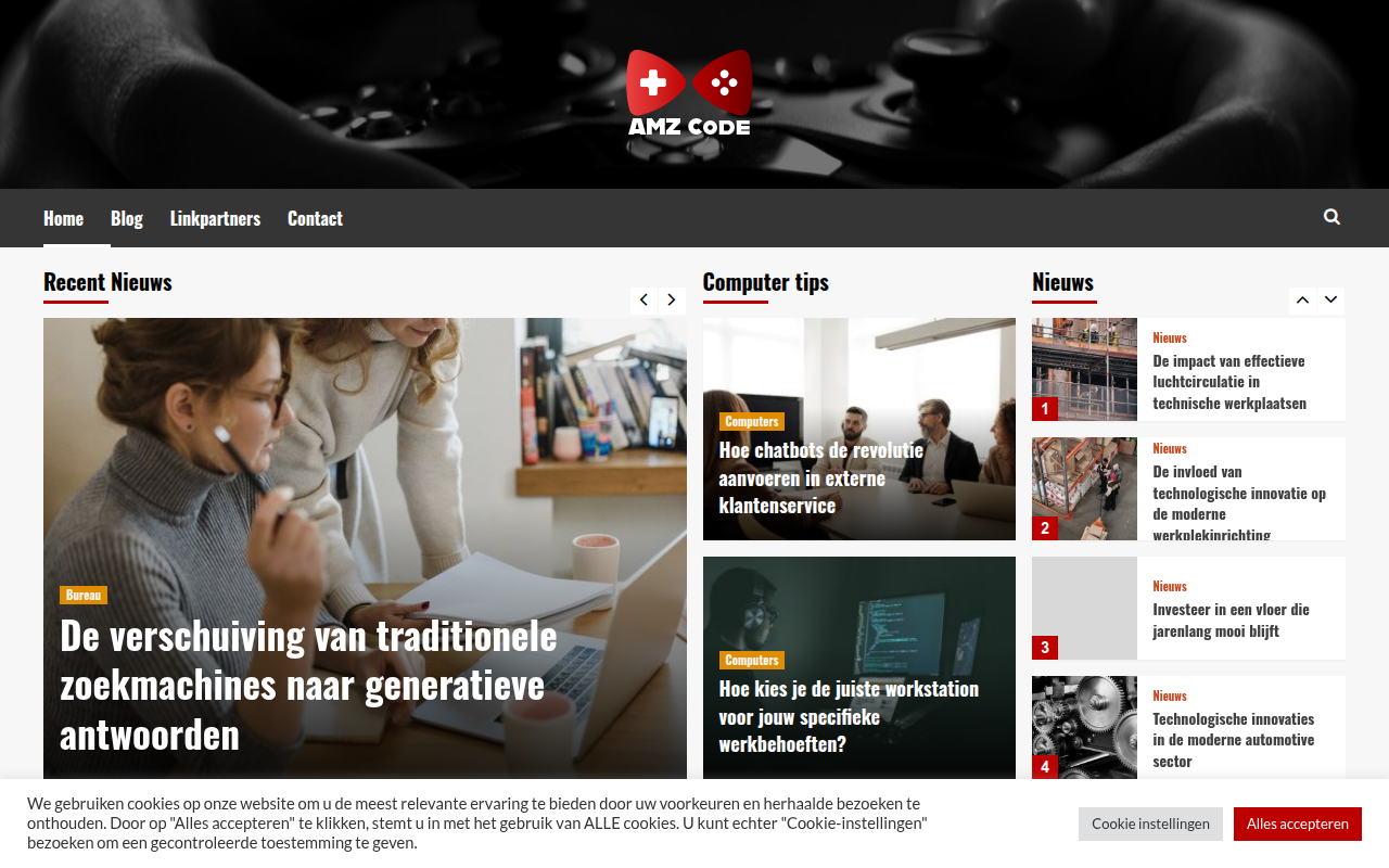 Screenshot van amzcode.nl