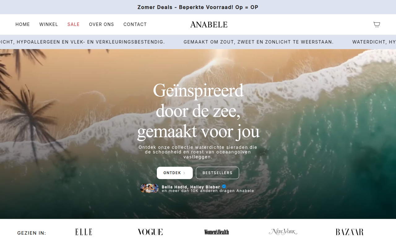 Screenshot van anabele-jewelry.nl