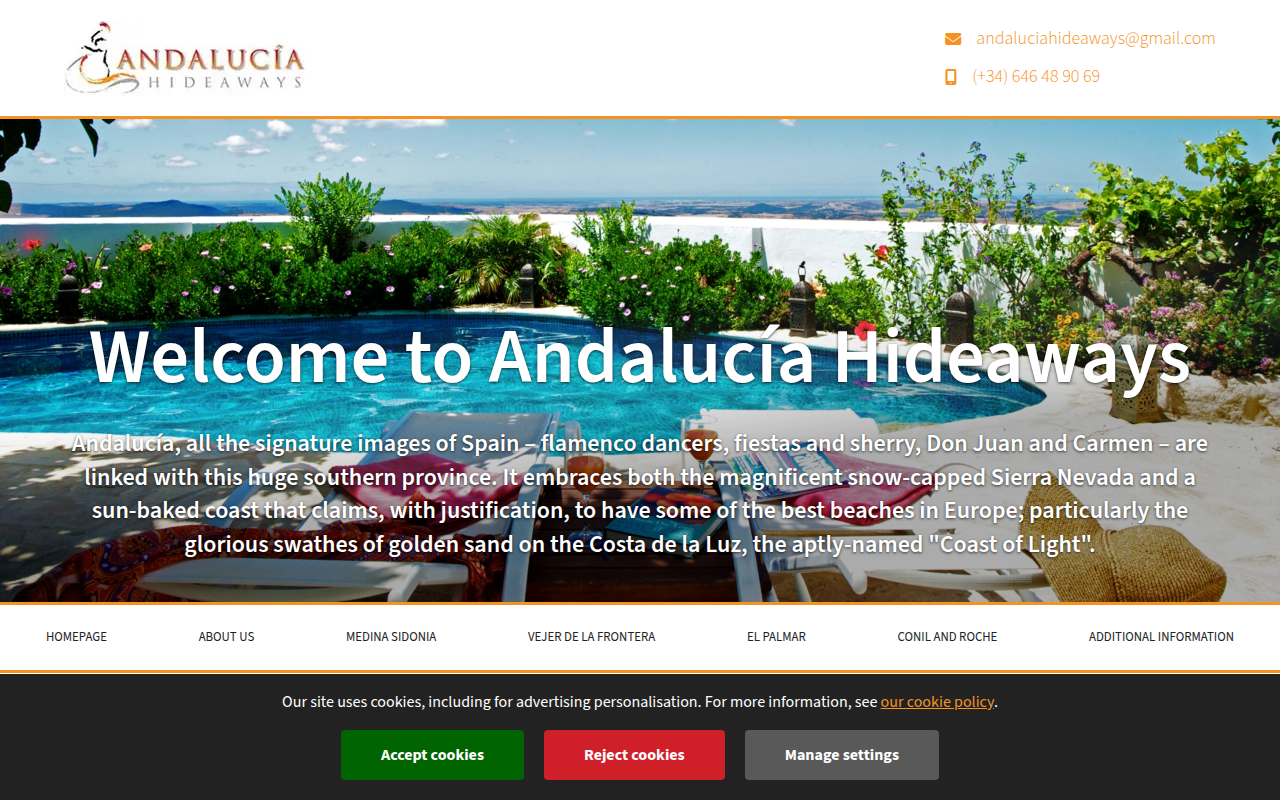 Screenshot van andaluciahideaways.com