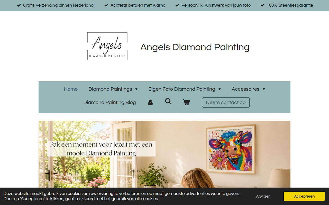 Screenshot van angelsdiamondpainting.nl