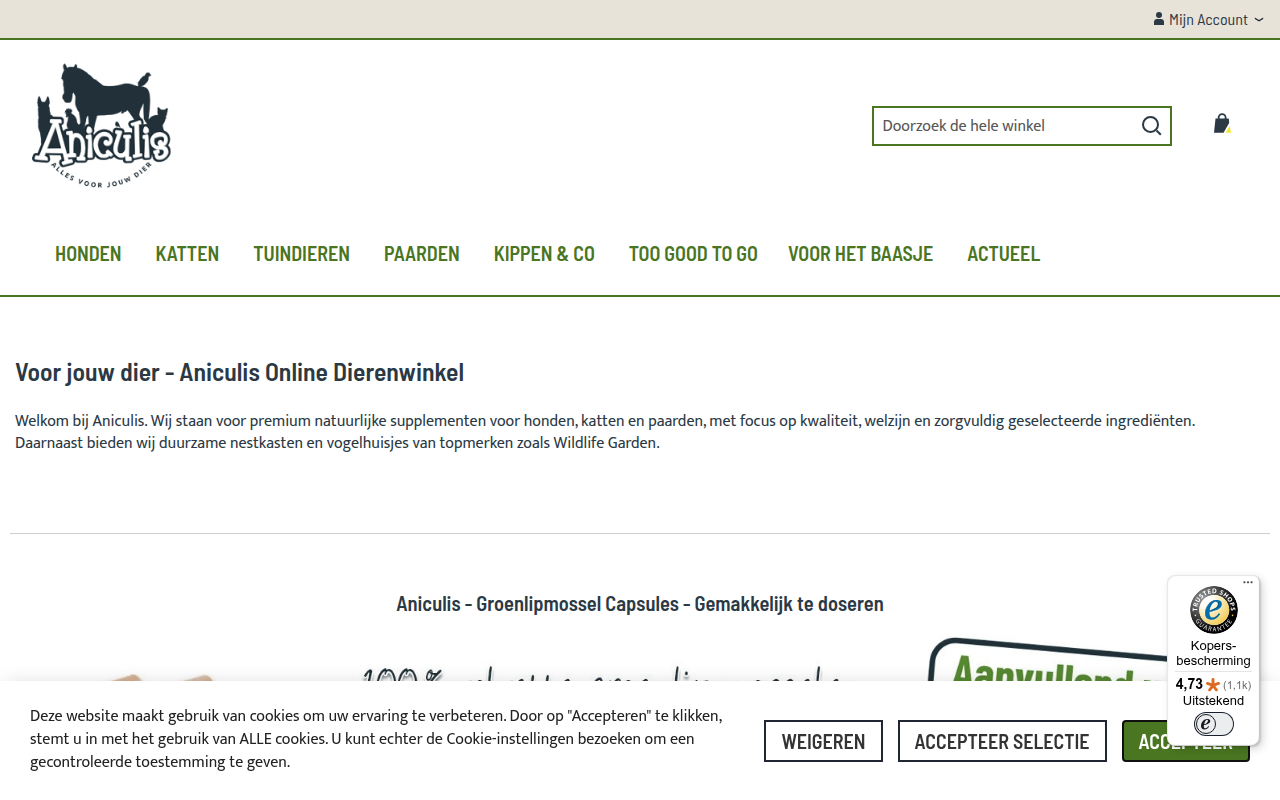 Screenshot van aniculis.nl