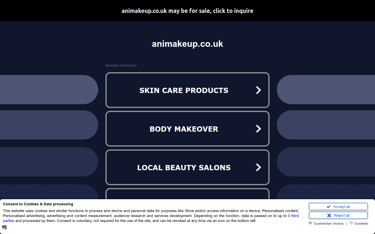 Screenshot van animakeup.co.uk