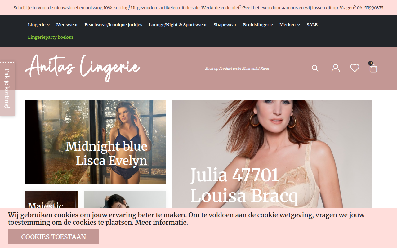 Screenshot van anitaslingerie.nl