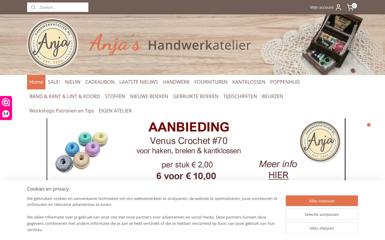 Screenshot van anjahandwerk.nl