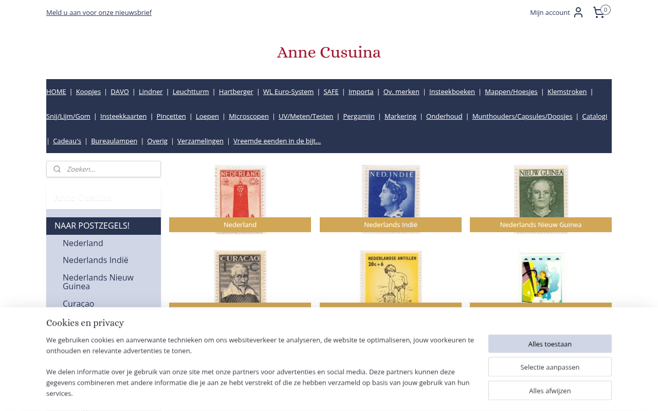 Screenshot van annecusuina.nl