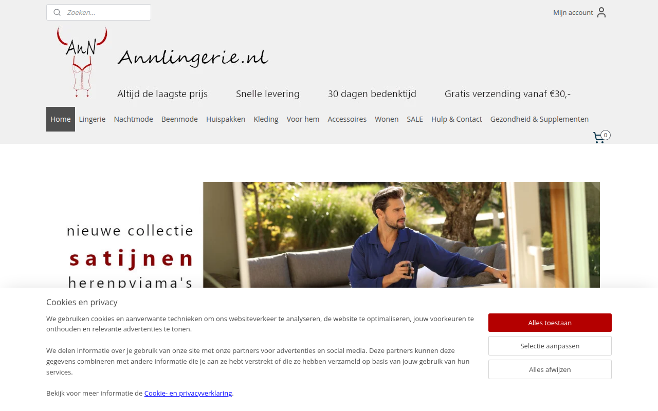 Screenshot van Annlingerie.nl