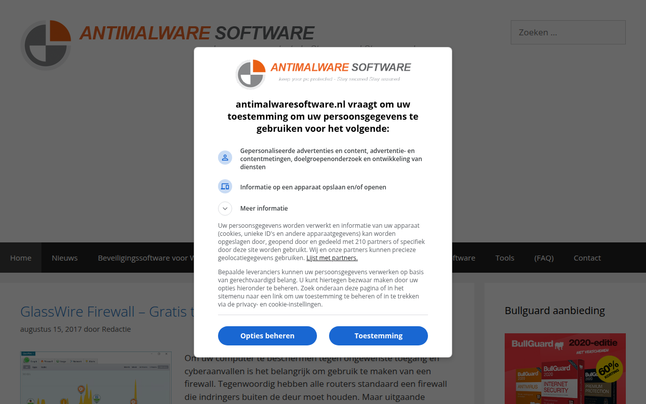 Screenshot van antimalwaresoftware.nl