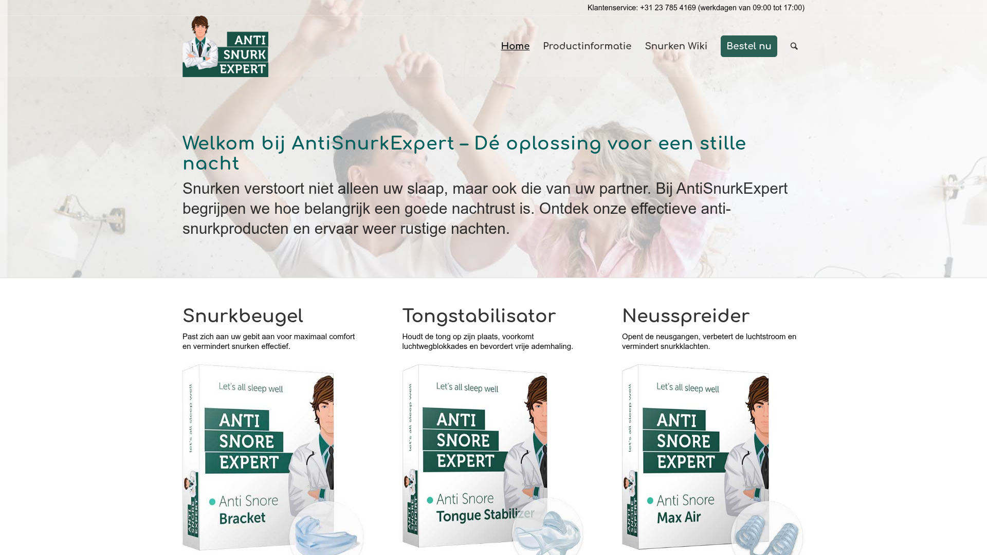 Screenshot van antisnurkexpert.nl