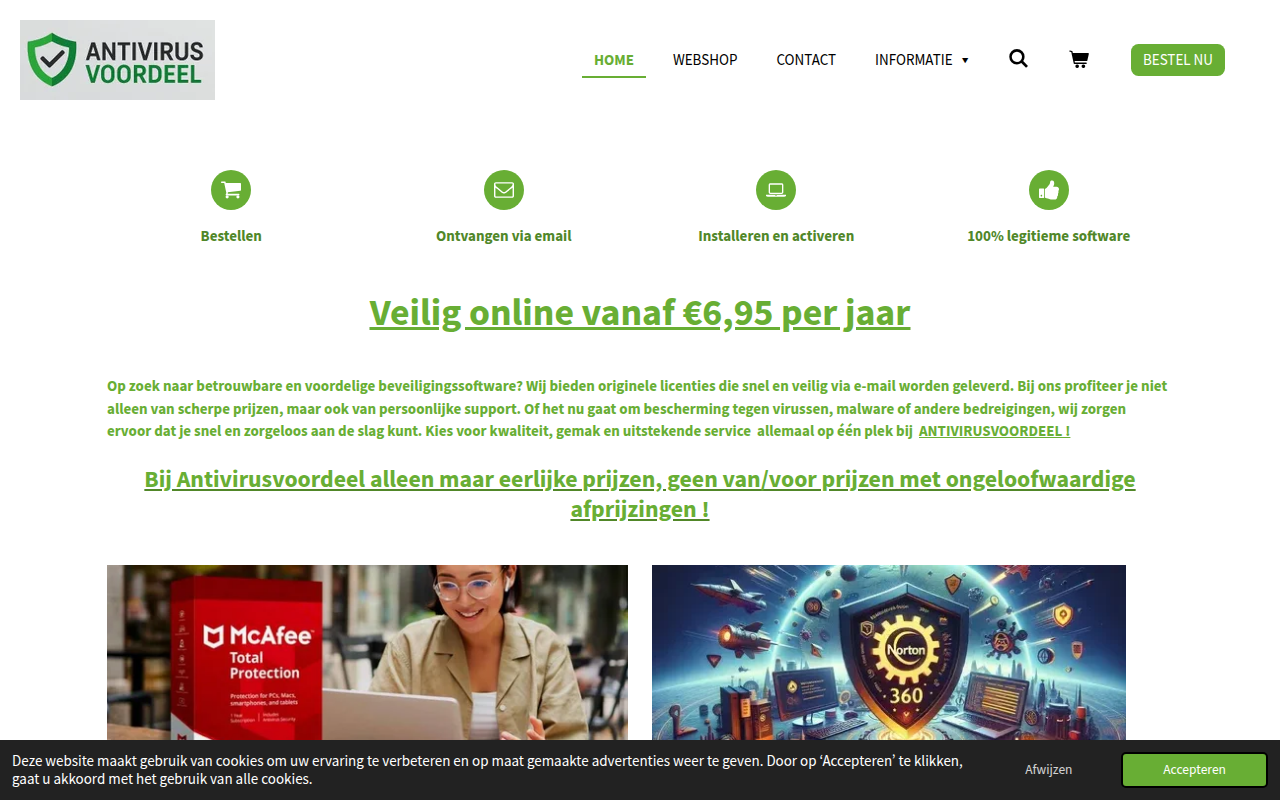 Screenshot van antivirusvoordeel.nl
