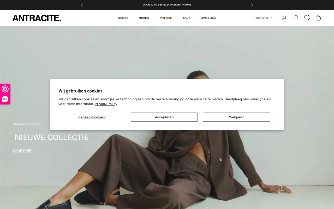 Screenshot van antracite.com