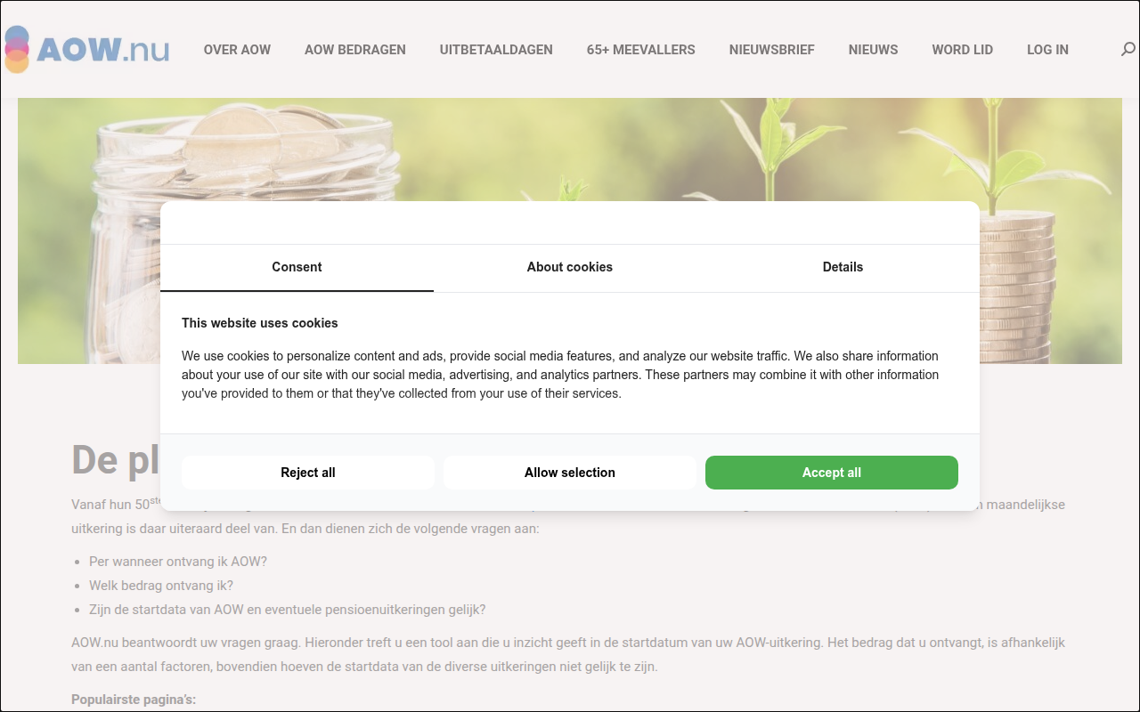 Screenshot van aow.nu