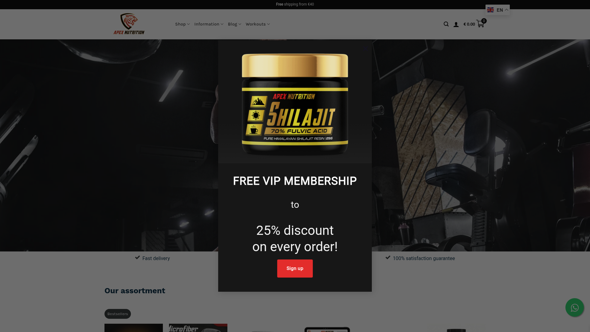 Screenshot van apexnutrition.nl