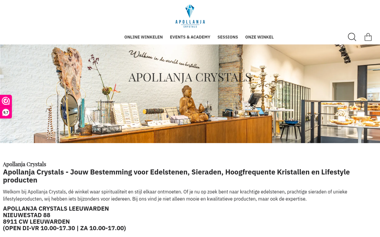Screenshot van apollanjacrystals.nl