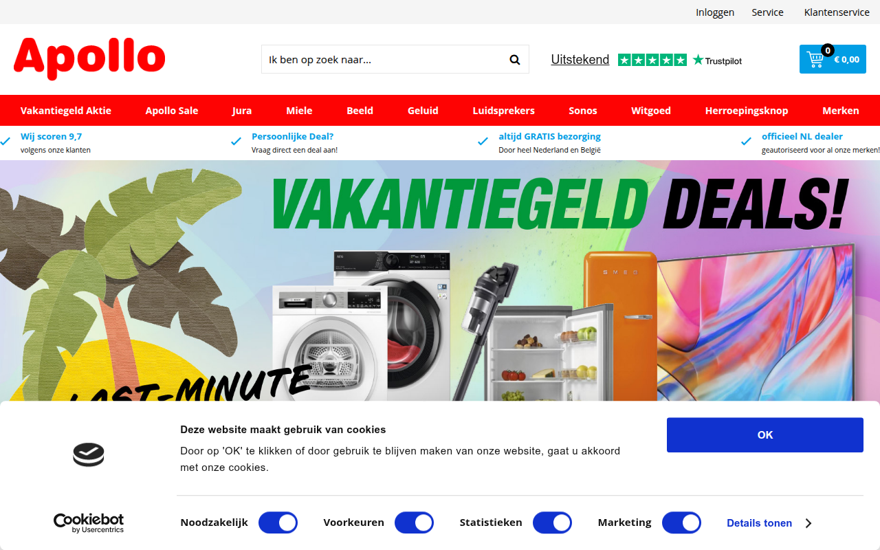 Screenshot van apollo.nl