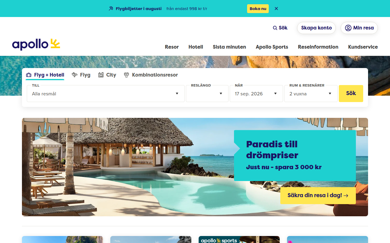 Screenshot van apollo.se