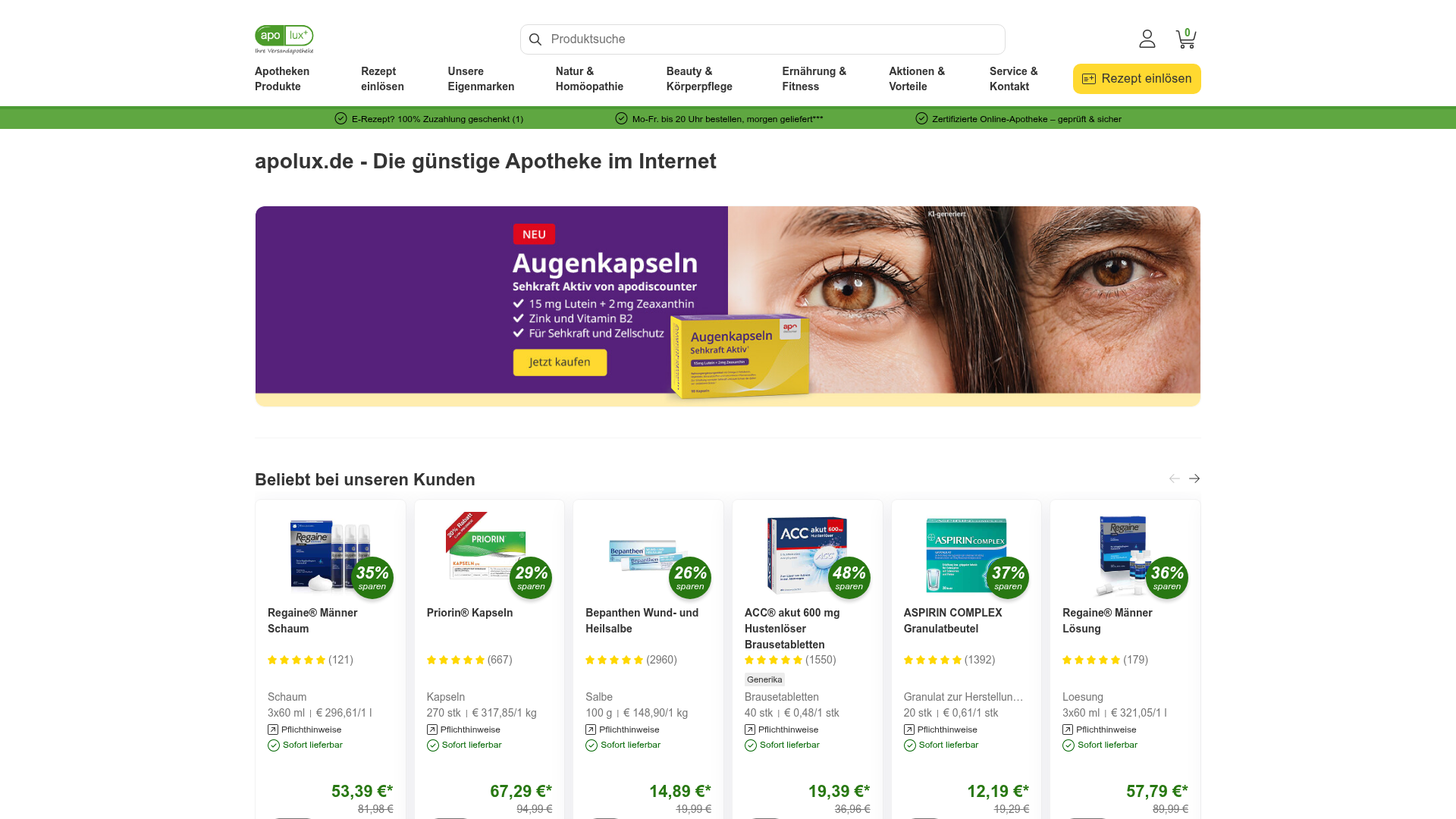 Screenshot van apolux.de