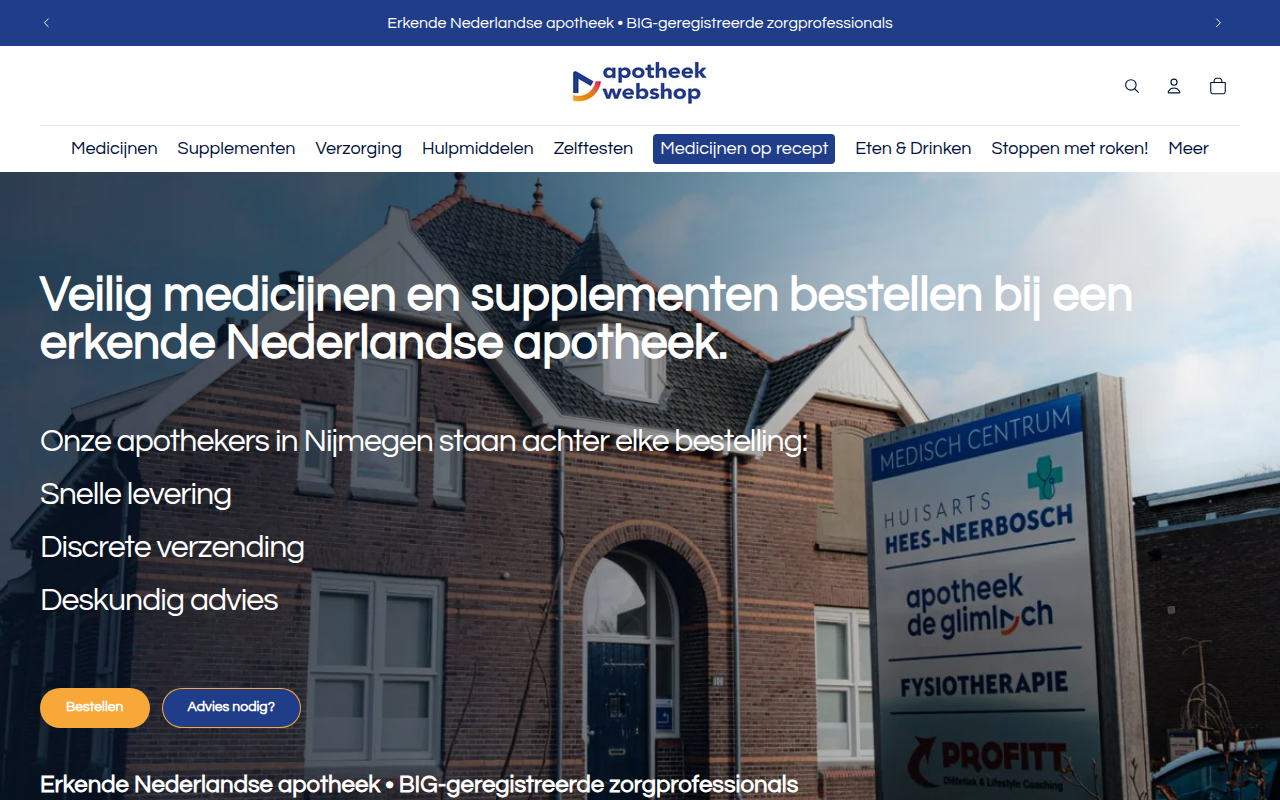 Screenshot van apotheekwebshop.nl