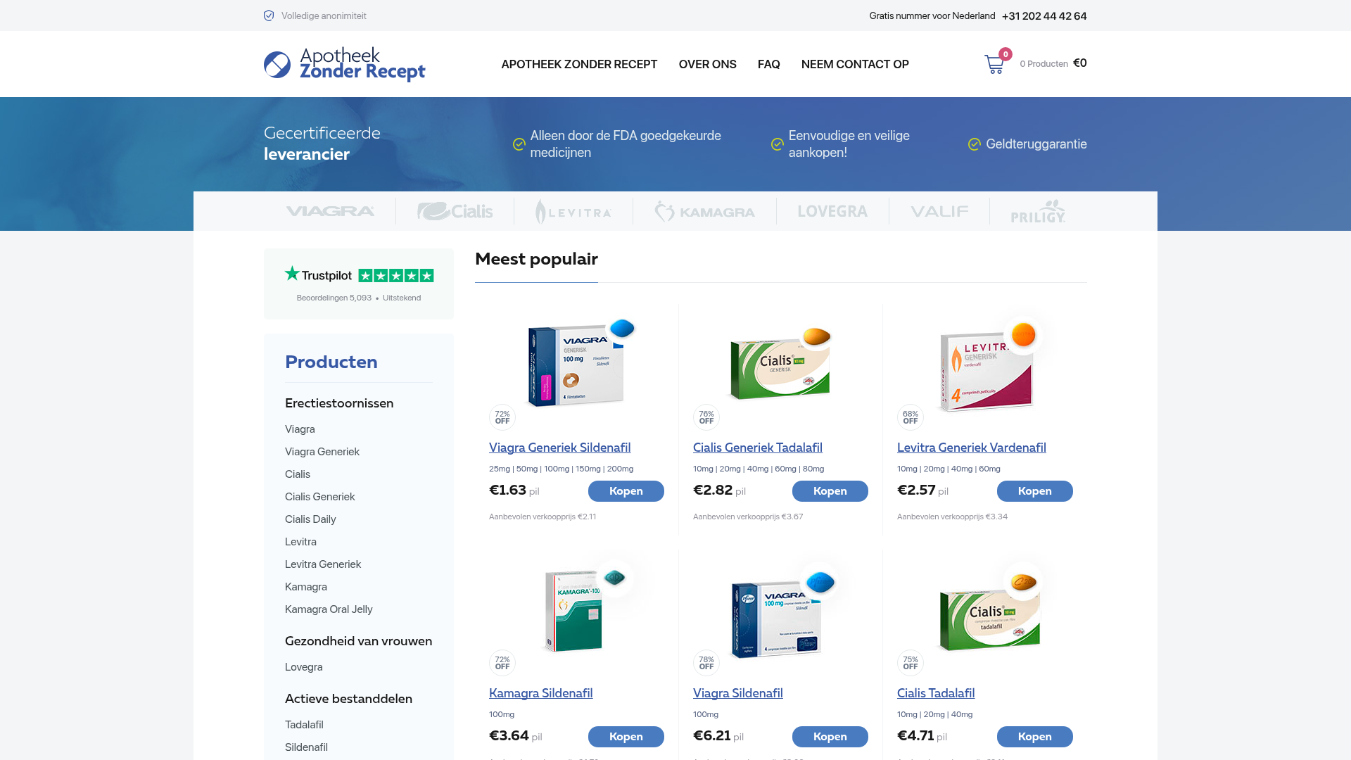 Screenshot van apotheekzonderrecept.com