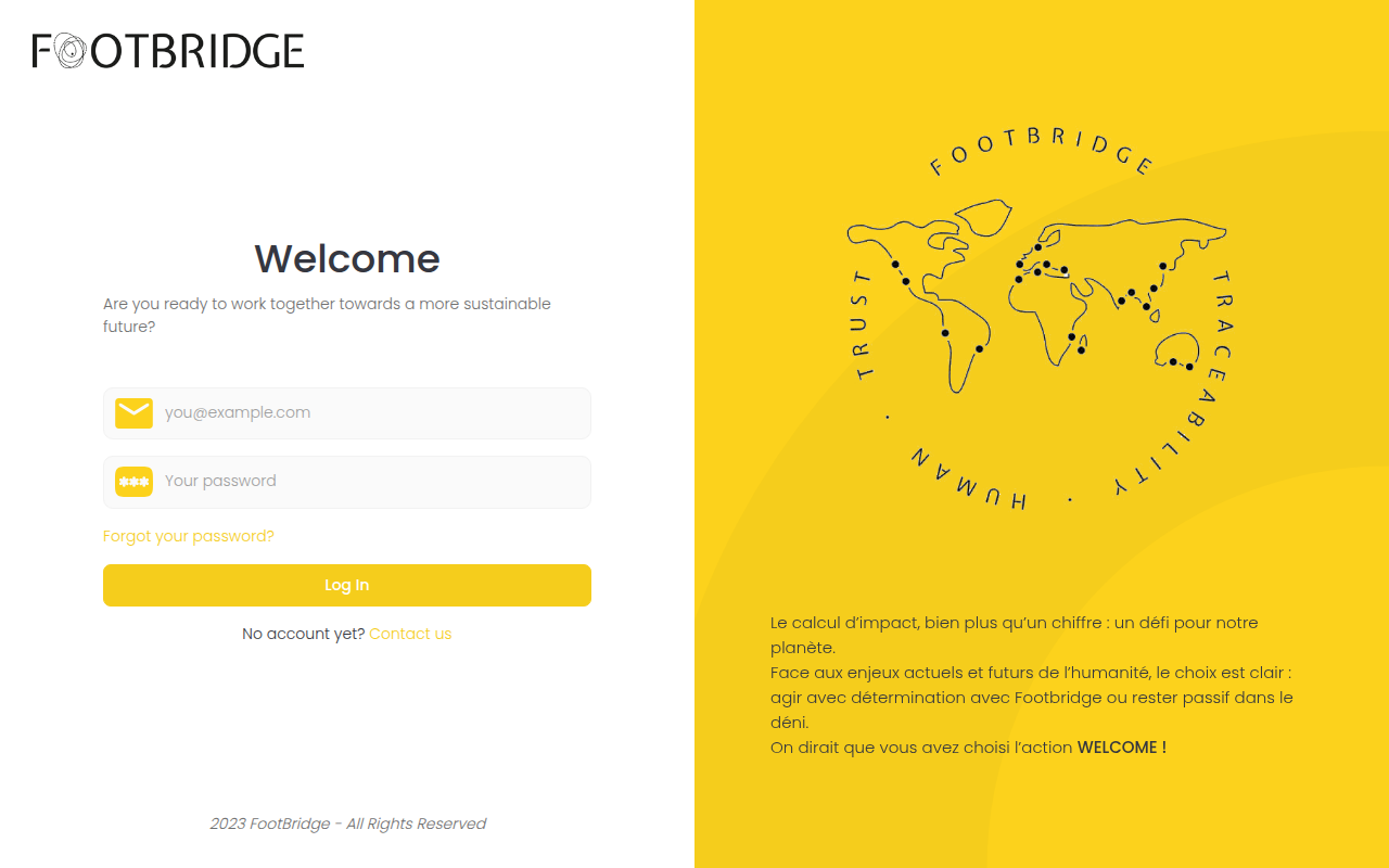 Screenshot van app.footbridge-impact.com