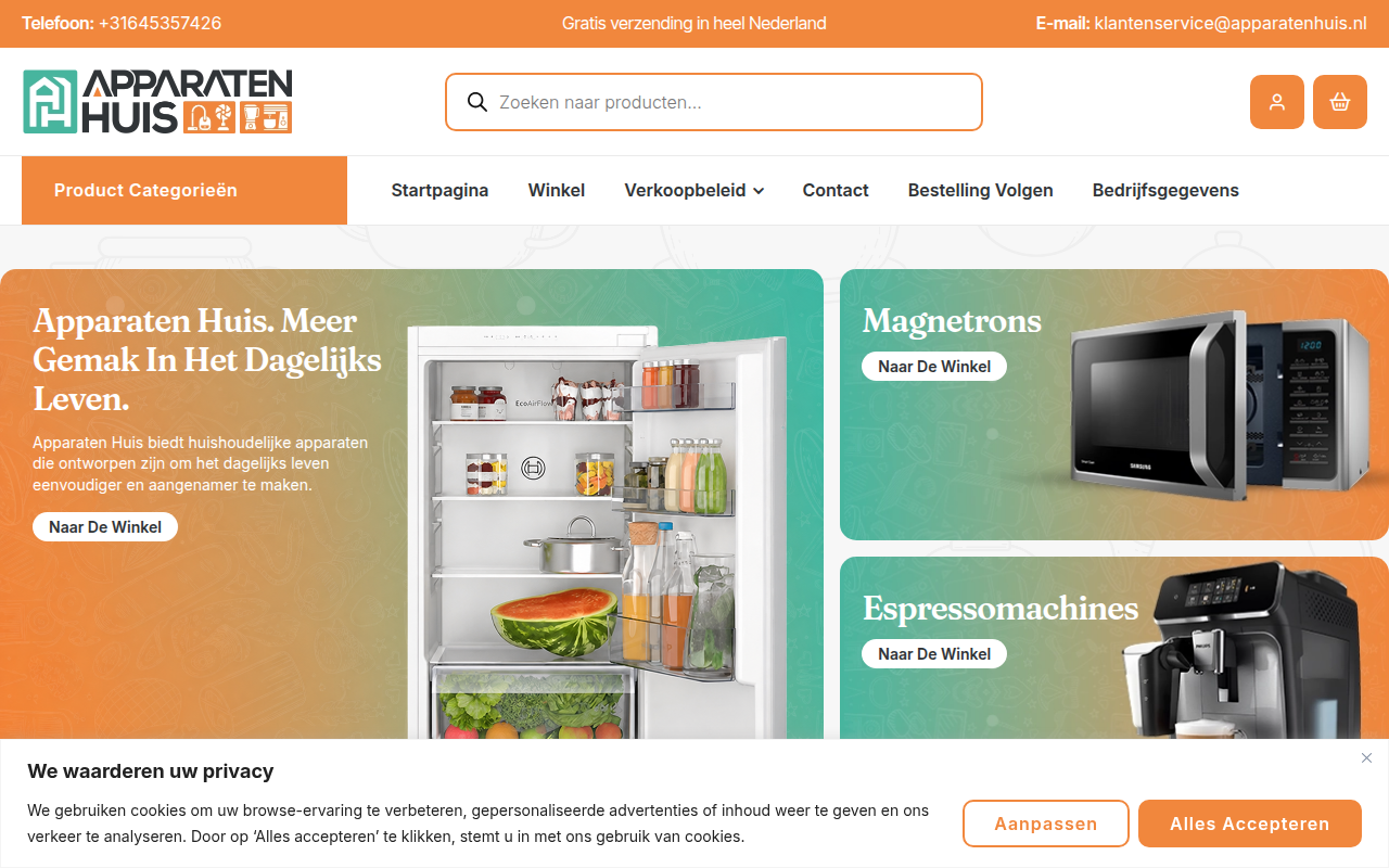 Screenshot van apparatenhuis.nl