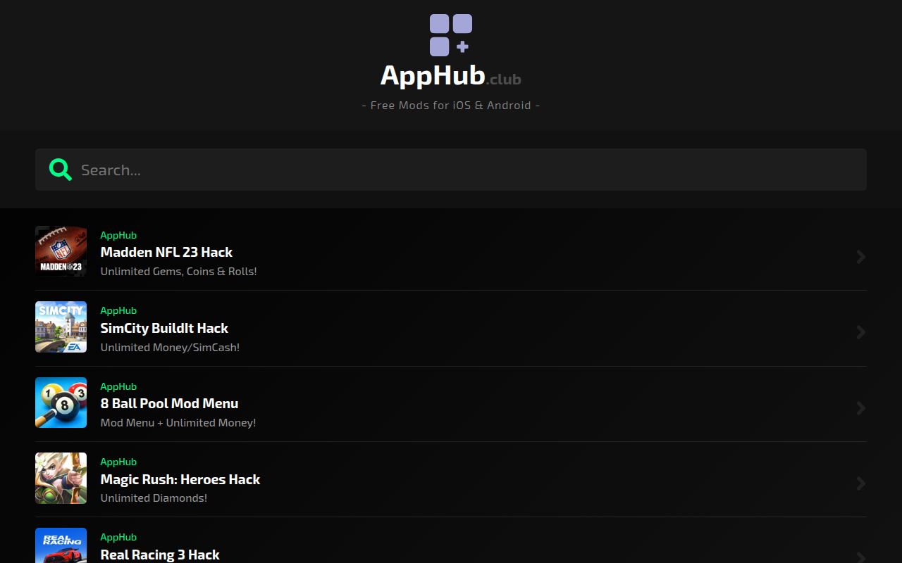 Screenshot van apphub.club