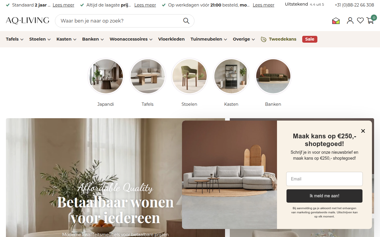 Screenshot van aq-living.com