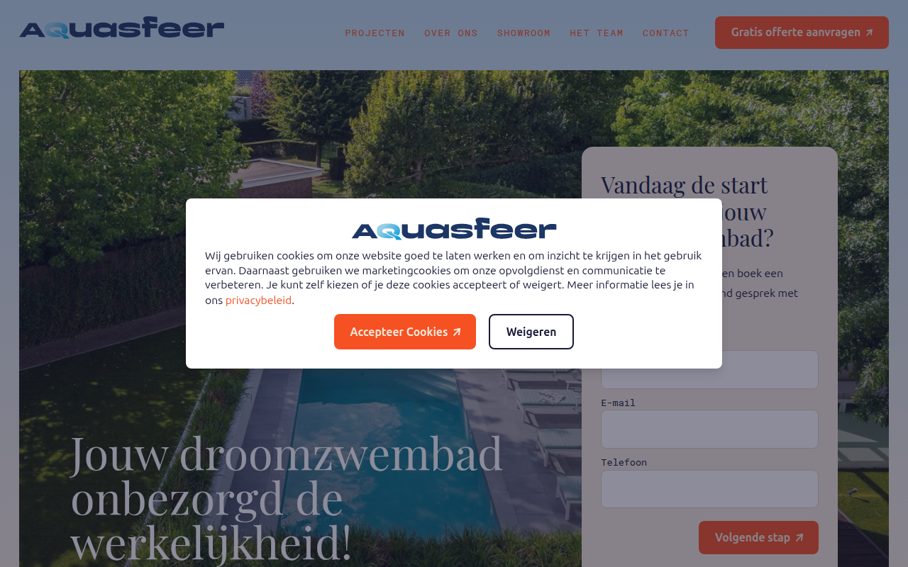 Screenshot van aquasfeer.nl