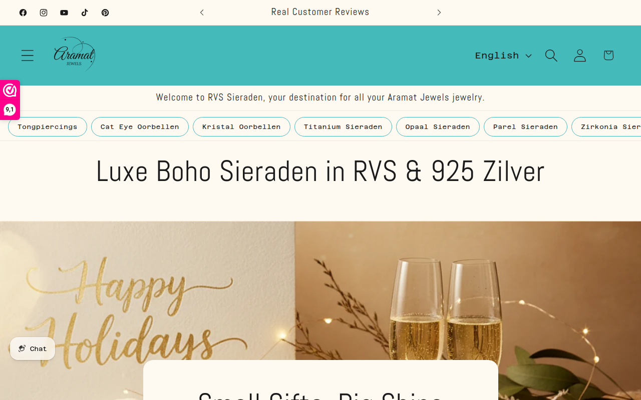 Screenshot van aramatjewels.com