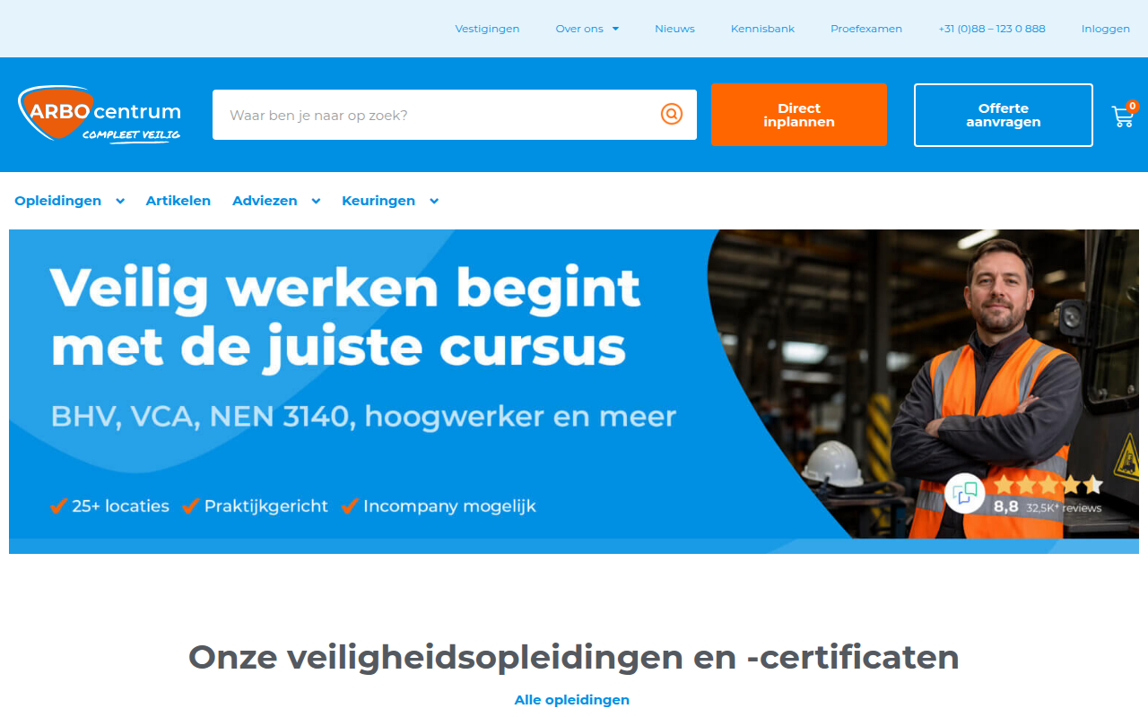 Screenshot van arbocentrum.nl