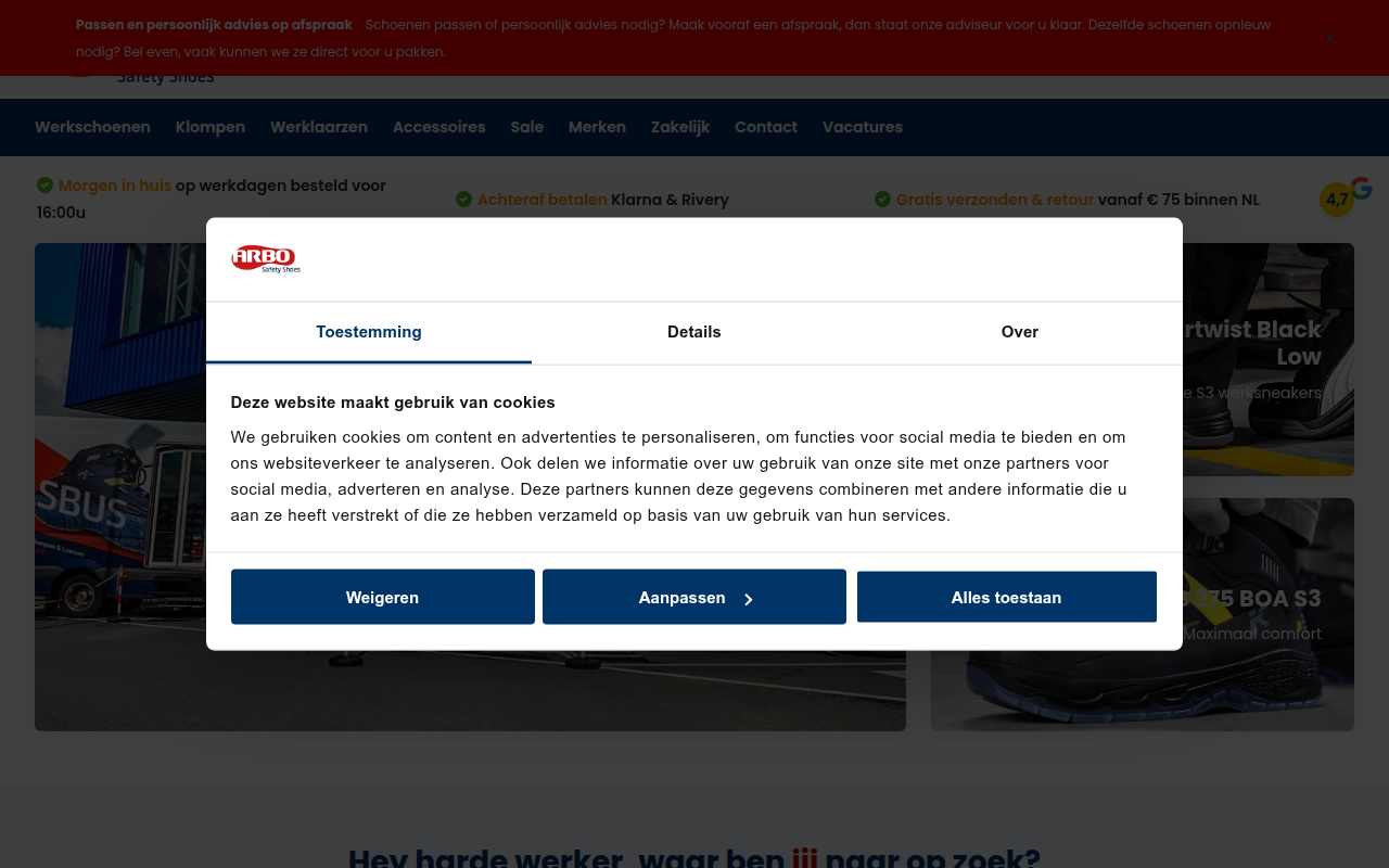 Screenshot van arboss.nl
