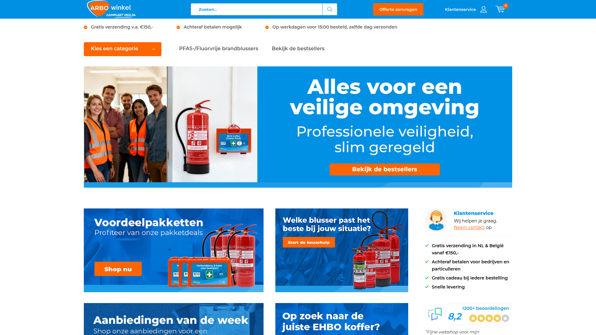 Screenshot van arbowinkel.nl