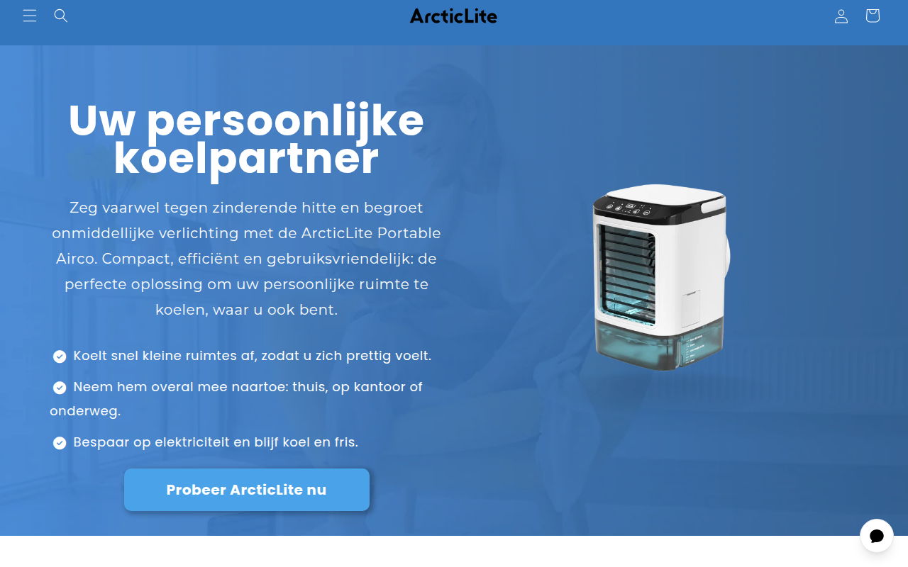Screenshot van arcticlite.nl