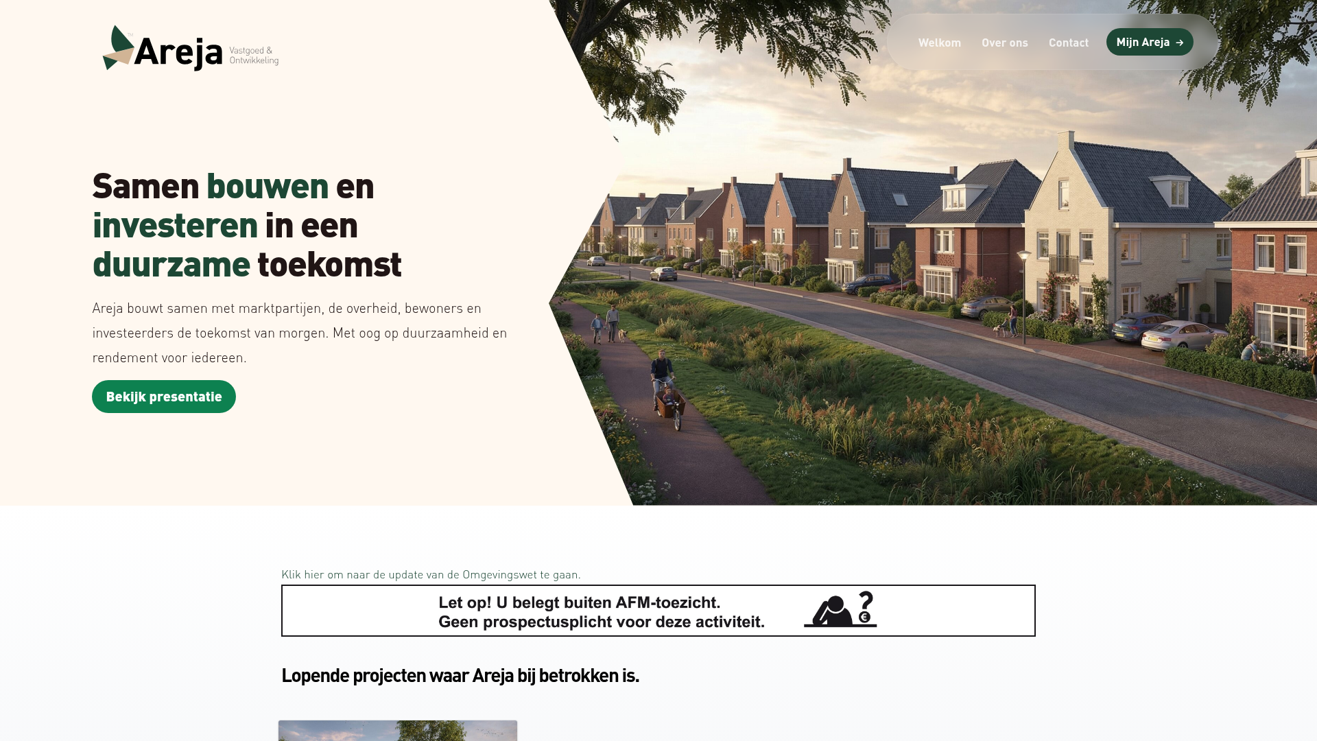 Screenshot van areja.nl