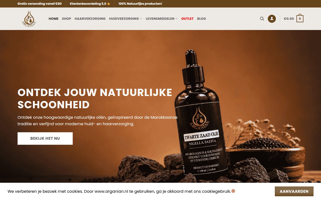 Screenshot van arganian.nl