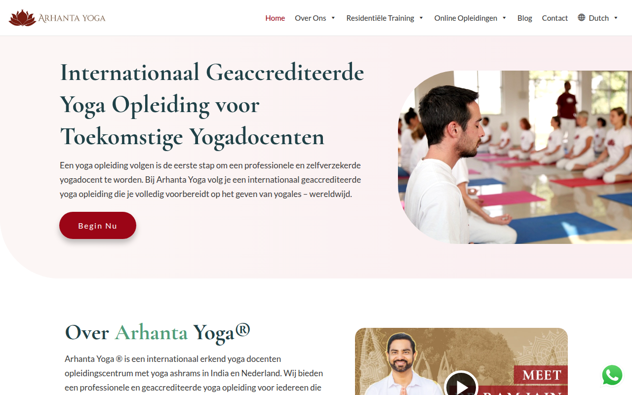 Screenshot van arhantayoga.nl