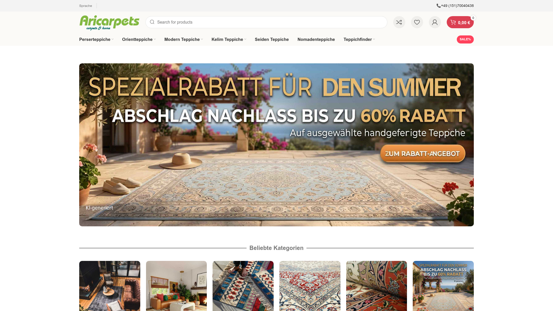 Screenshot van aricarpets.com