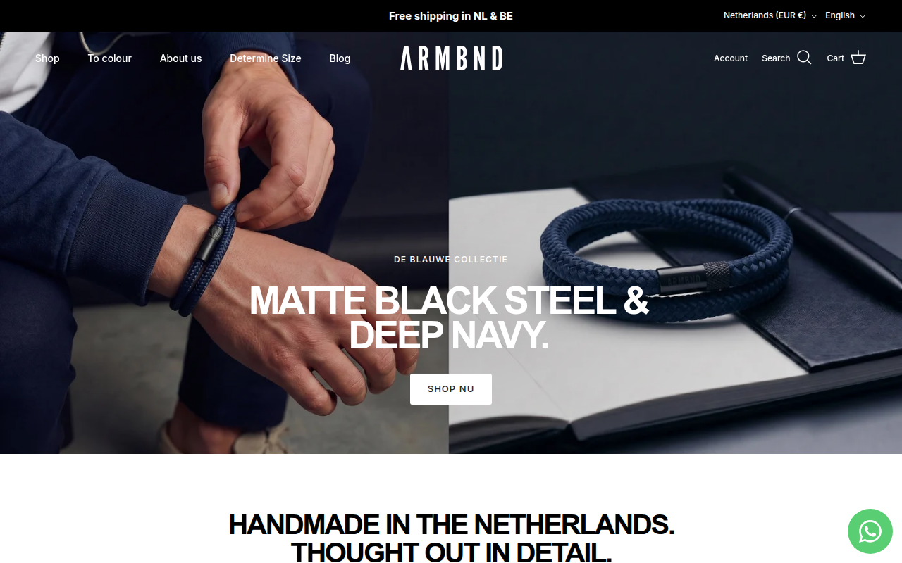 Screenshot van armbnd.com
