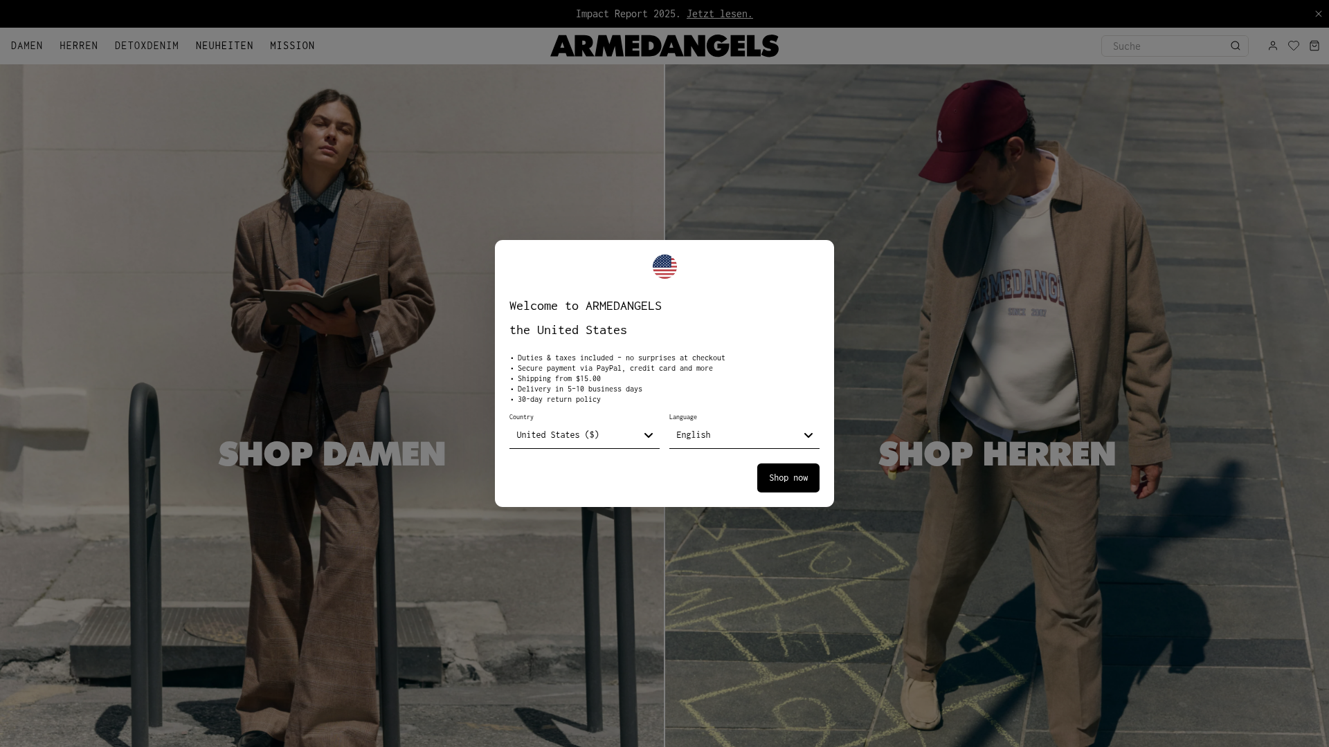 Screenshot van armedangels.com