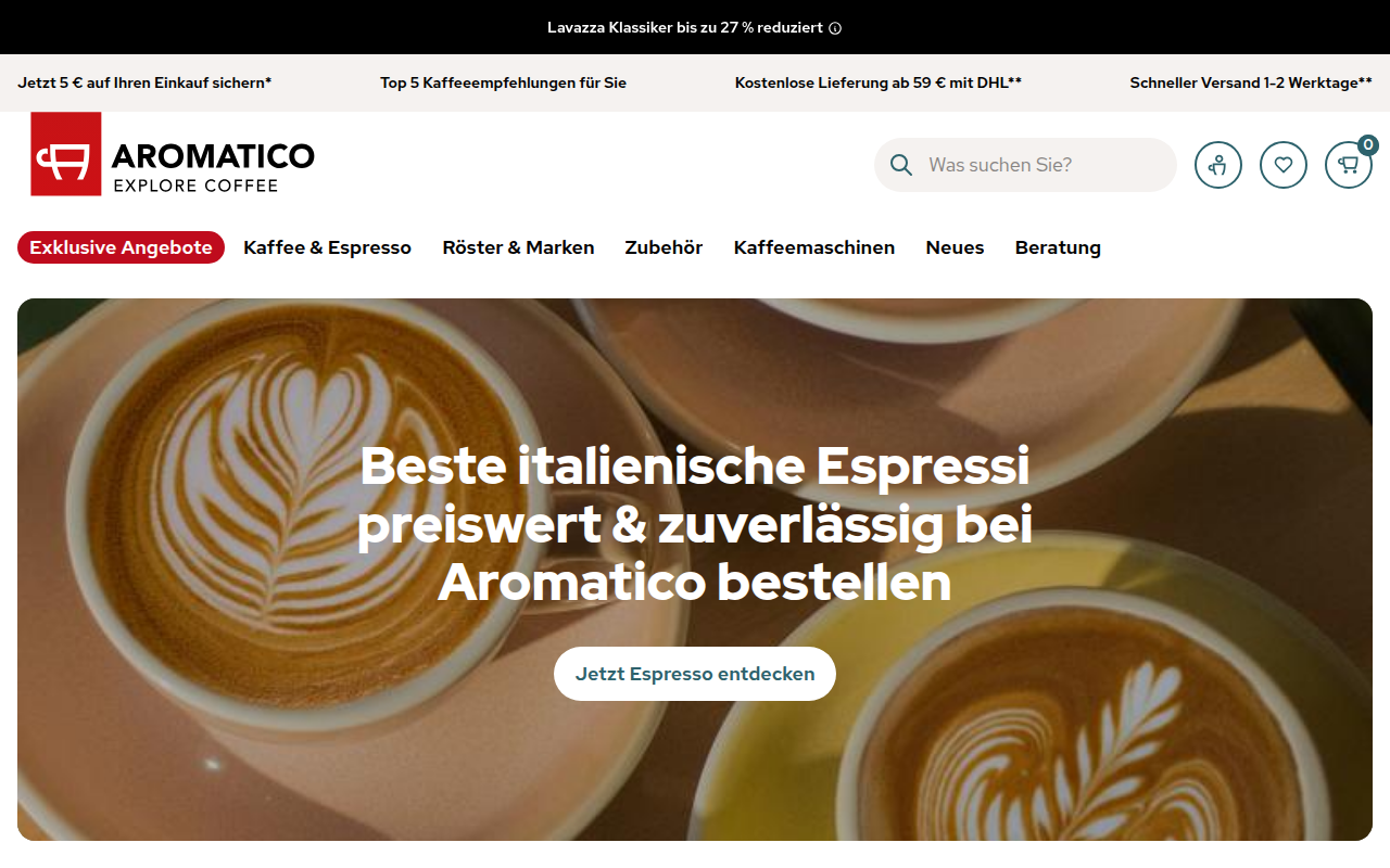 Screenshot van aromatico.de