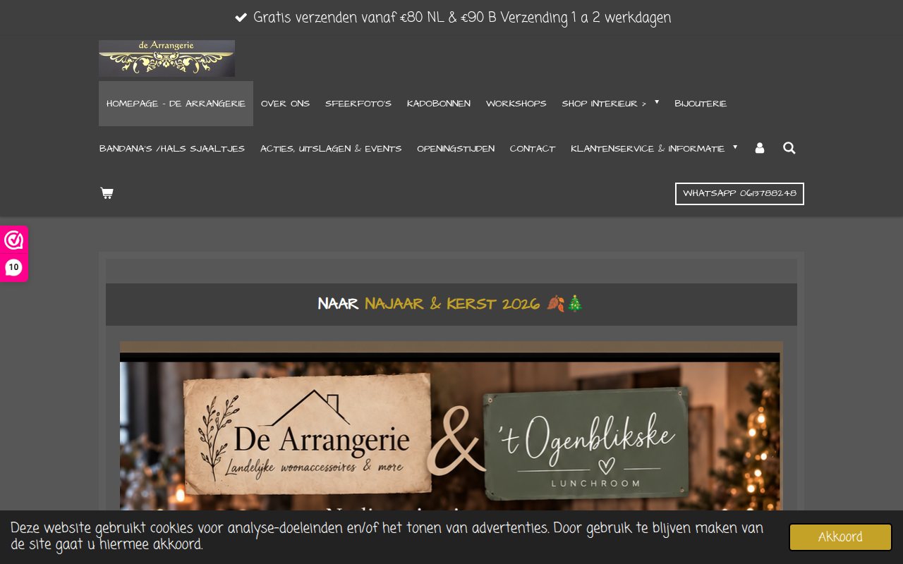 Screenshot van arrangerie.nl