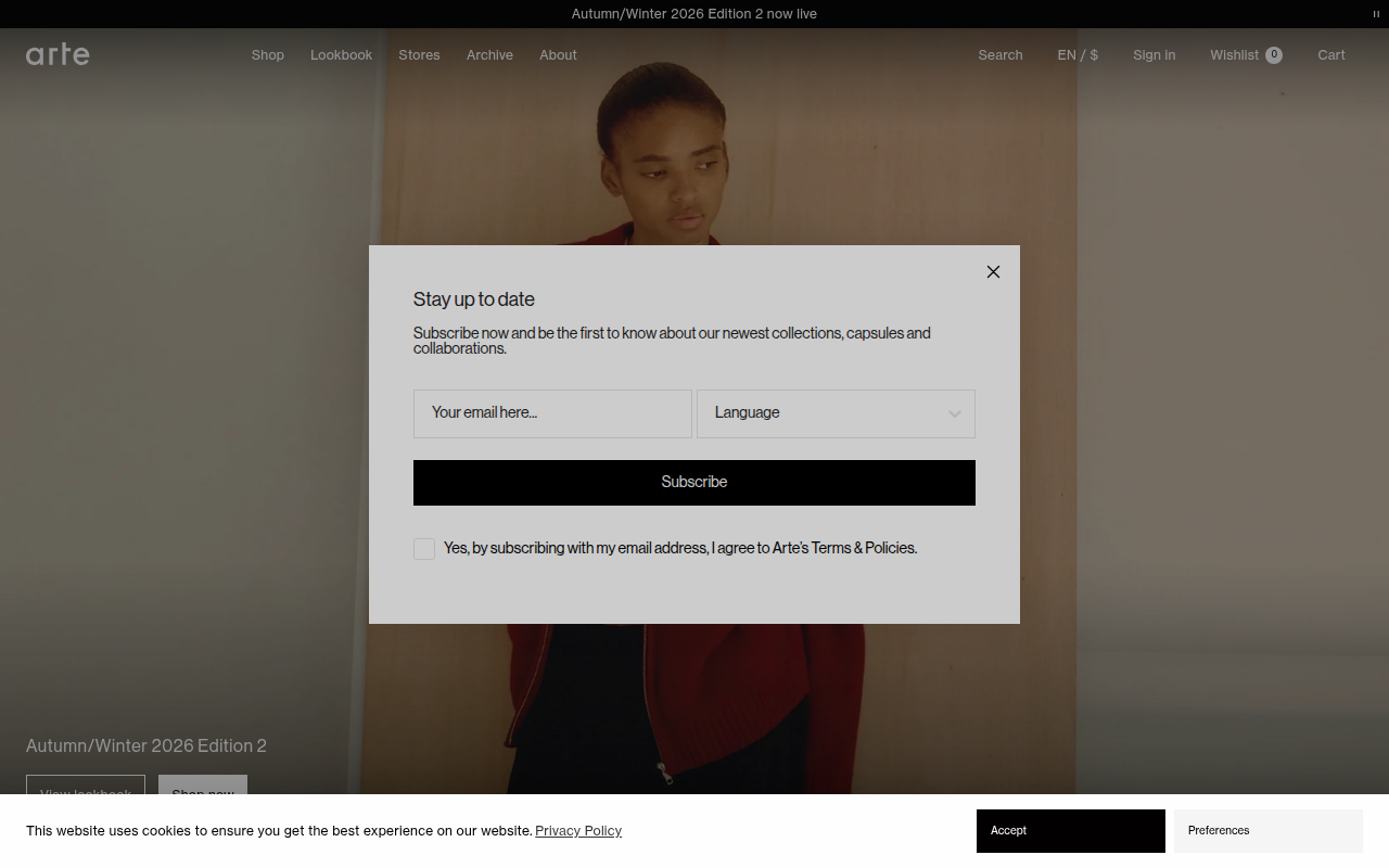 Screenshot van arte-antwerp.com