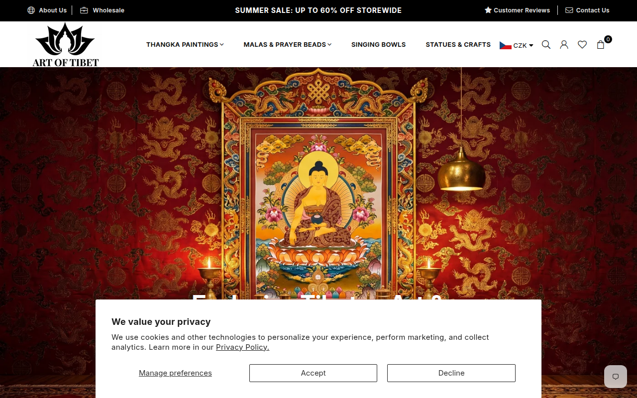 Screenshot van artoftibet.com