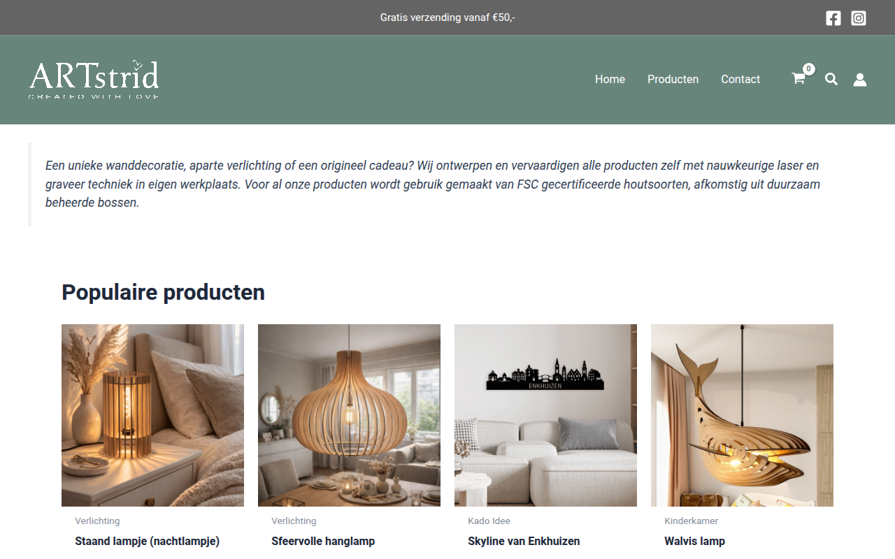 Screenshot van artstrid.nl
