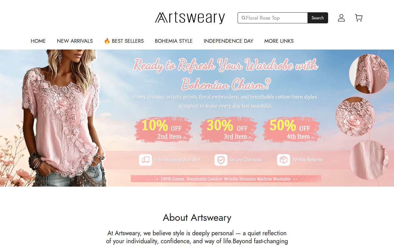 Screenshot van artsweary.com